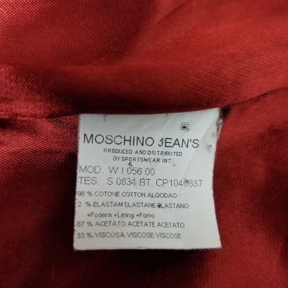Moschino Jeans cream red floral paisley 3 button front blazer women's size 10 - Picture 8 of 9